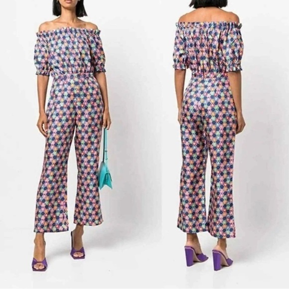 SALONI Juli-B Night Star print 100% silk jumpsuit 6 NWT - Picture 13 of 14
